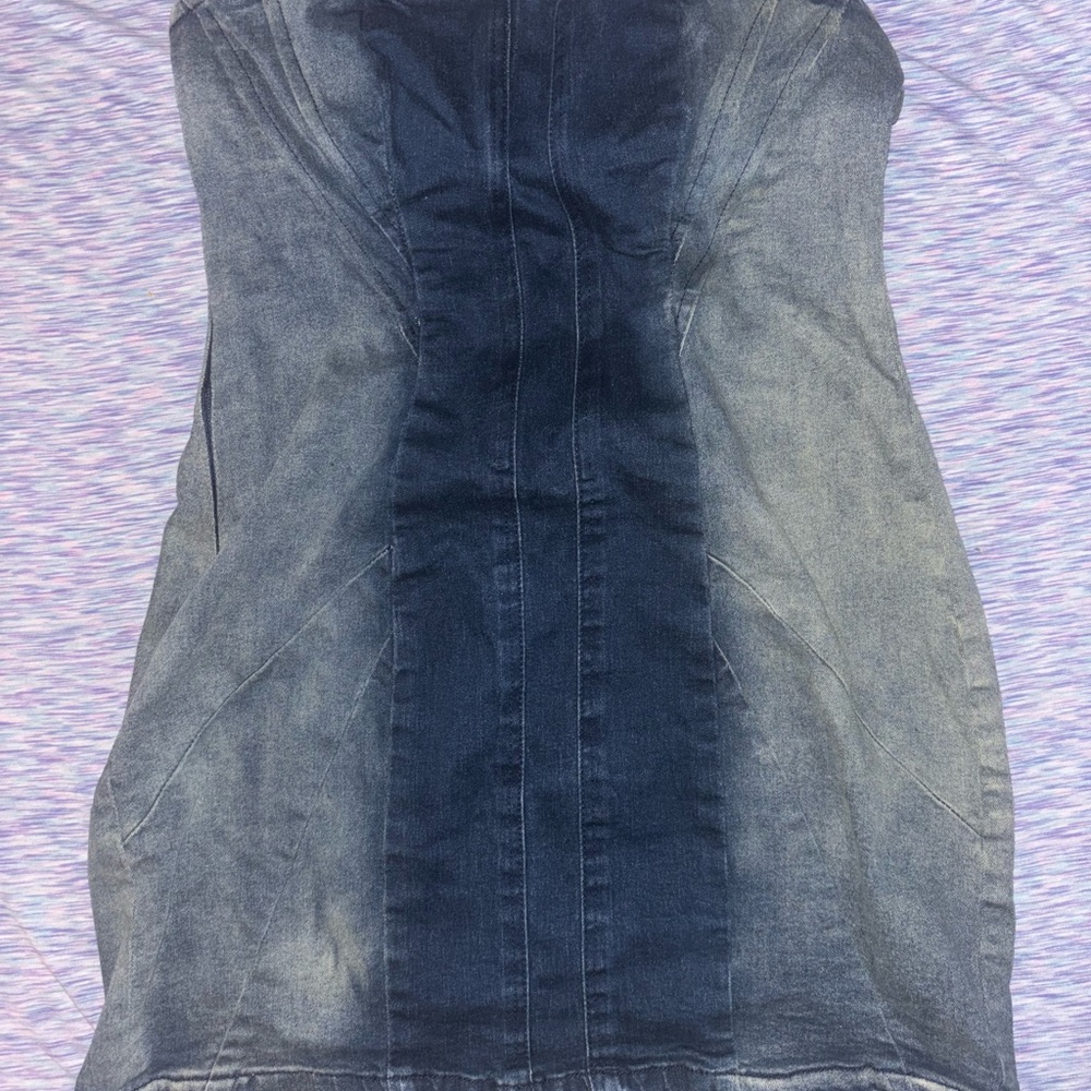 Prettylittlething Blue Strapless Bodycon Dress View 3